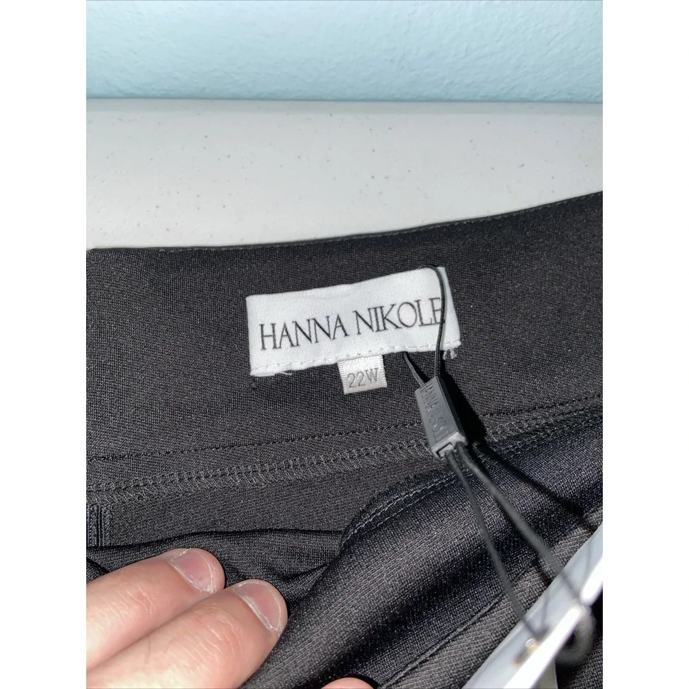 Hanna Nikole Black Plus Size Pencil Skirt 22W Knee Length Back Slit NWT